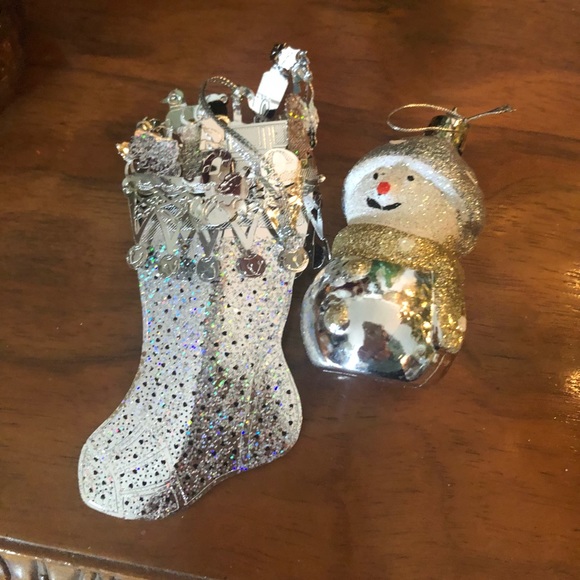 Silver Stocking and Snowman Ornaments - Picture 5 of 6
